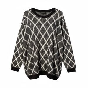 Lane Bryant Cozy Diamond Knit Sweater 26/28 – Black‎ & White Tunic Length